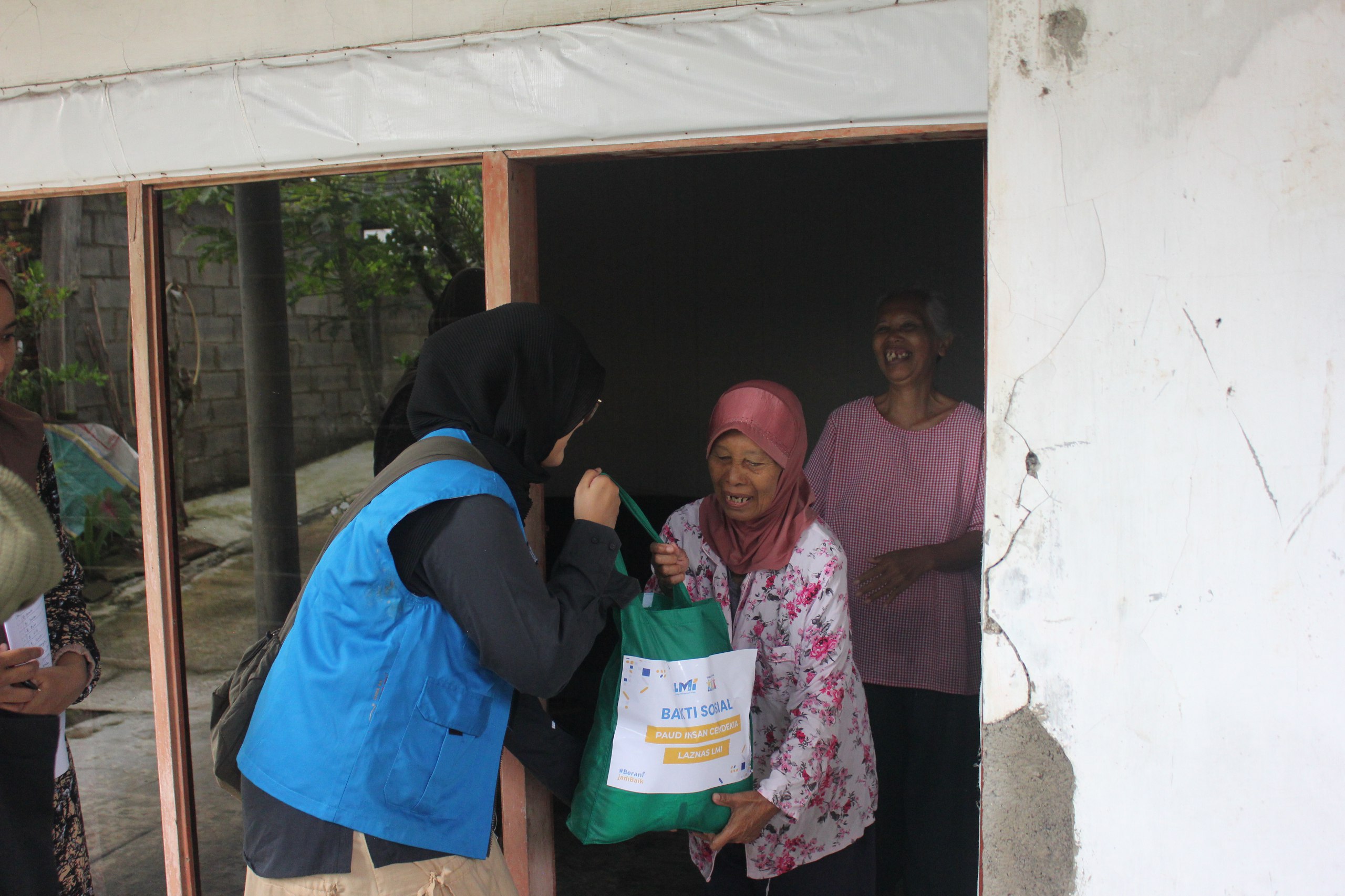 Woman holding donation box