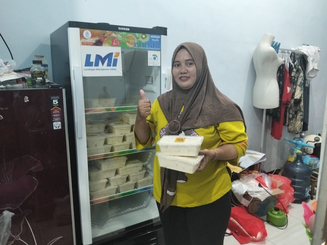 Woman holding donation box