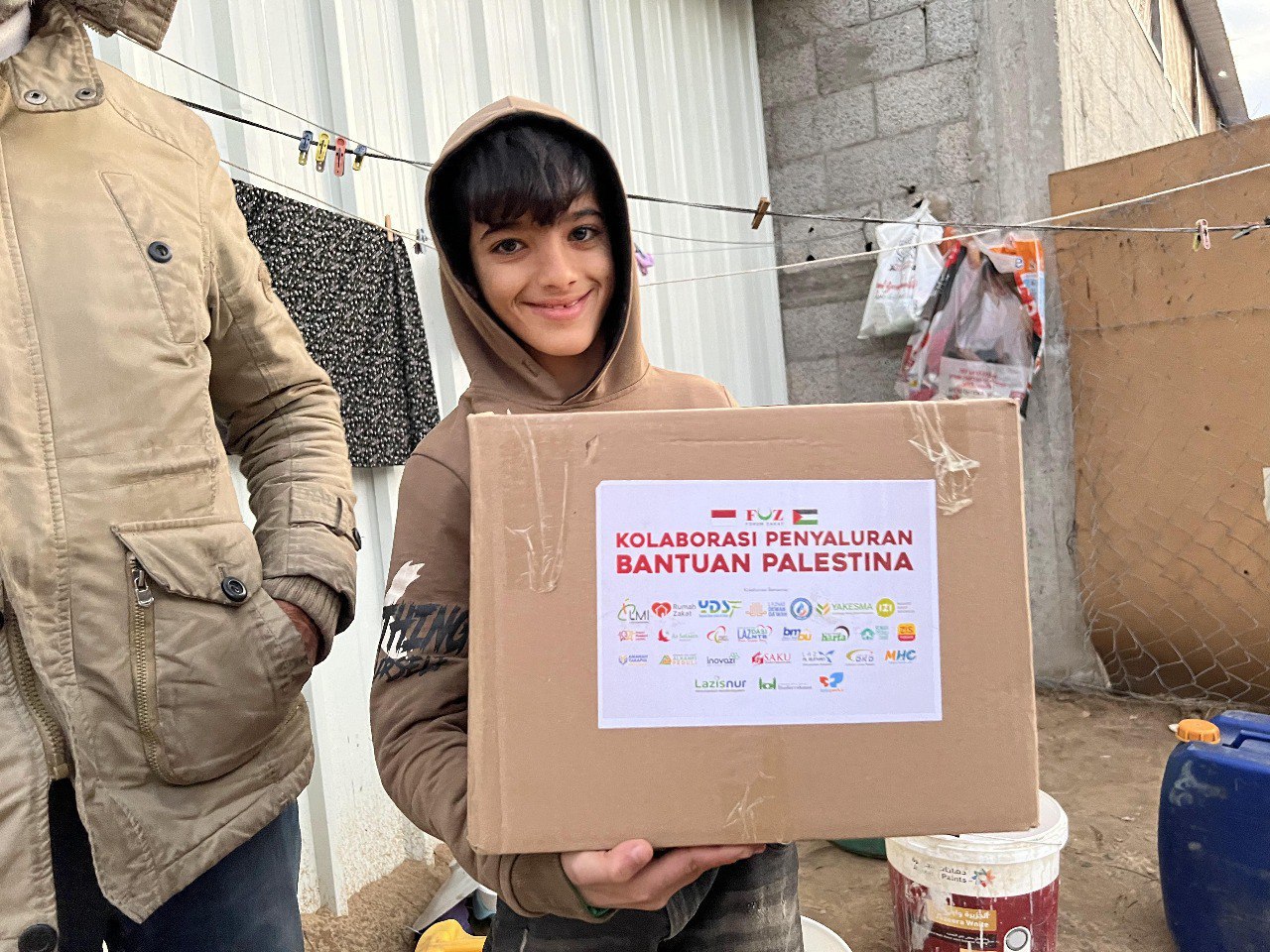 Woman holding donation box