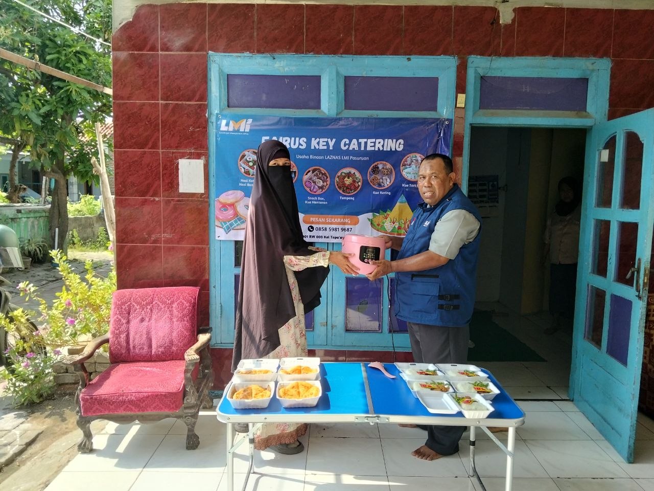 Woman holding donation box