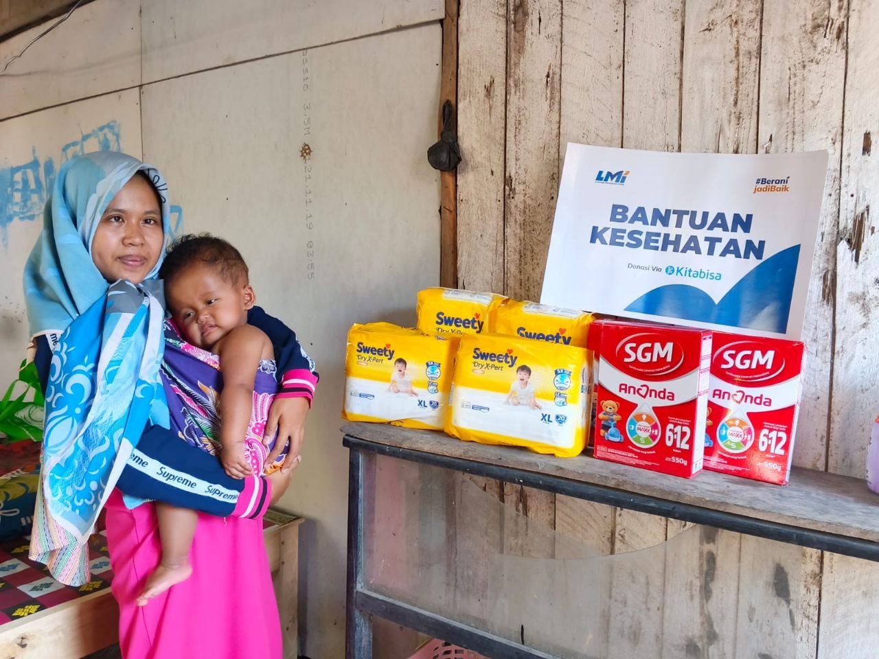 Woman holding donation box