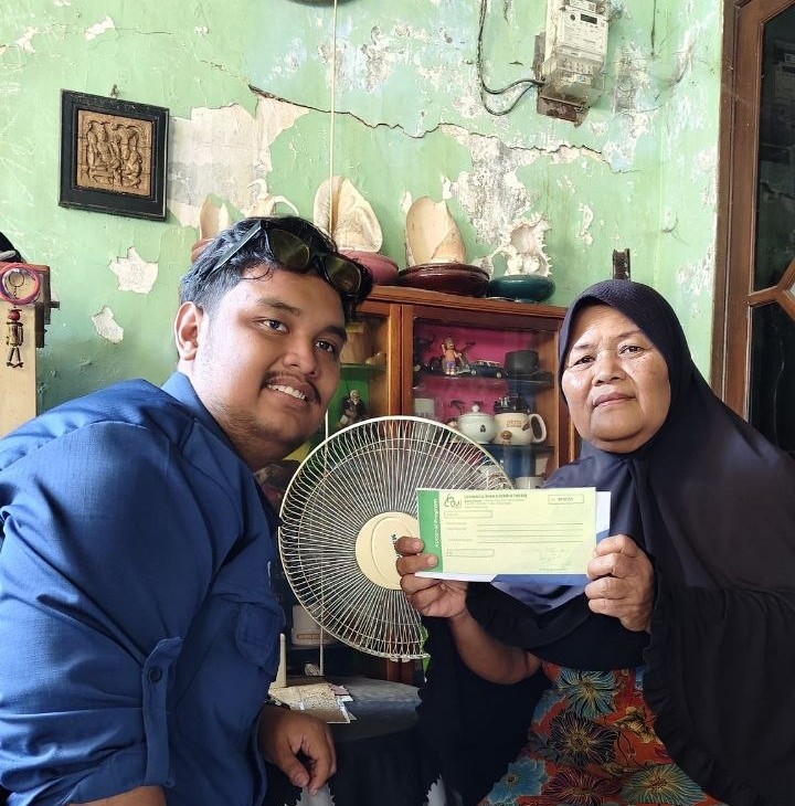 Woman holding donation box