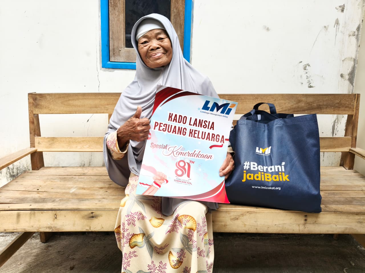 Woman holding donation box